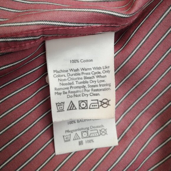 Eddie Bauer Men's Size Medium Relaxed Fit Wrinkle Resistant Rose Striped Shirt - Picture 5 of 12